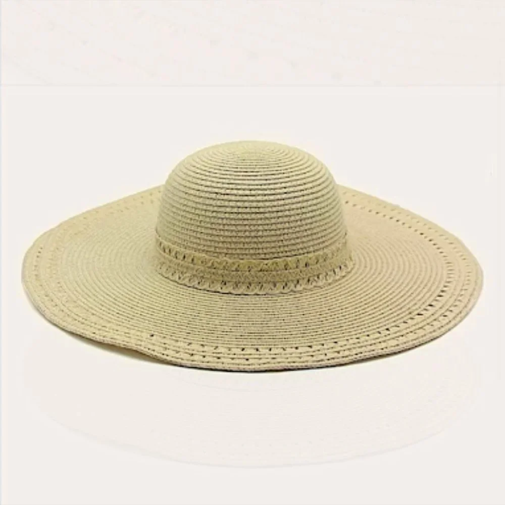 NEW WIDE BRIM STRAW SUN FLOPPY HAT - Picture 3 of 4
